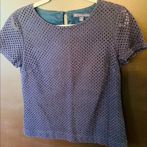 Brooks Brother Navy Blue Eyelet Shortsleeved Womens Shirt Size 6